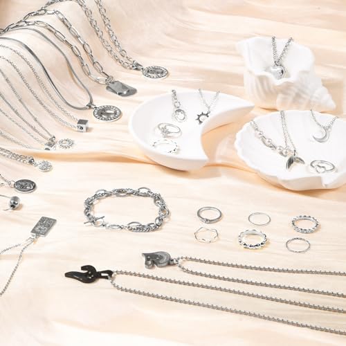 Wisreach Necklace Chains for Jewelry Making, 118 Feet 15 Rolls Stainless Steel Jewelry Chains for DIY Necklace Bracelet Making with Stainless Steel Jump Rings/Lobster Clasps/Connectors - color: Silver