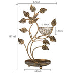 MyGift 14-Inch Bronze-Tone Tree & Bird Nest Earring Stand Jewelry Tower with Ring Trinket Organizing Tray - color: Bronze-Tone