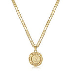 KissYan Initial Necklaces for Women, 14K Gold Plated Round Letter Pendant Capital Monogram Necklace Alphabets from A-Z Figaro Chain Jewelry - color: Gold, style: R