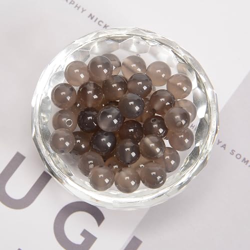 38Pcs 10mm Grey Agate Natural Round Loose Real Stone Beads Gemstone Genuine for DIY Hand Made Craft Jewelry Bracelet Earring Necklace String Making Energy Healing Power - color: Gray Agate, size: 10mm