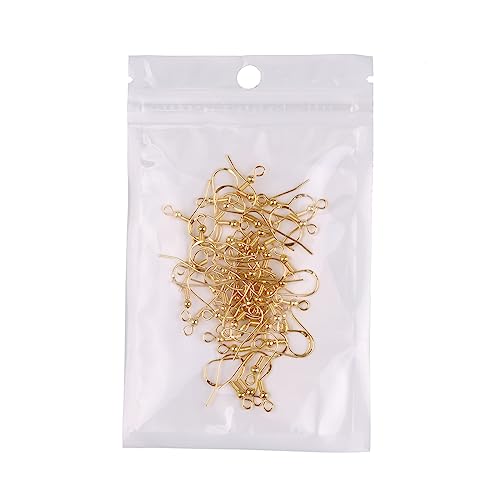 14K Gold Earring Hooks 50 PCS - Hypoallergenic Jewelry Making Supplies with Fish Hook, Ear Wires, Findings, and Hardware for DIY - color: Gold