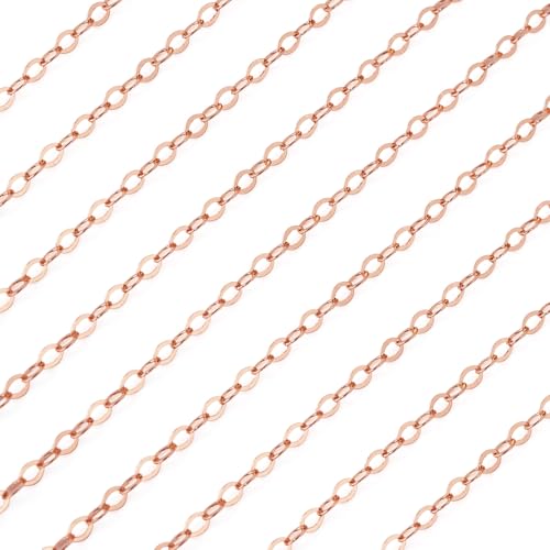 Elecrelive 925 Sterling Silver Cable Chain 3.28 Feet Rose Gold Unwelded Necklace Chains with Velvet Storage Bag for Men Women Jewelry Bracelet DIY Making - color: Rose Gold, 1.75mm