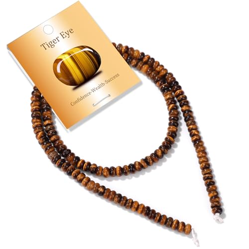 1 Strand 2x4mm Rondelle Beads for Jewelry Making Natural Stone Beads Loose Flat Spacer Abacus Gemstone Bead for Bracelet Necklace Crafts Tigers Eye Stone - color: Tiger Eye, size: 2x4