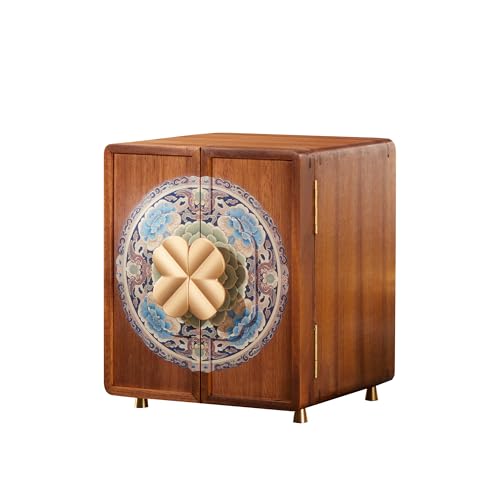 Wooden Jewelry Box for Women Jewelry Box With Drawers Walnut Wood (Walnut Wood with printing A) - color: Walnut Wood with printing A
