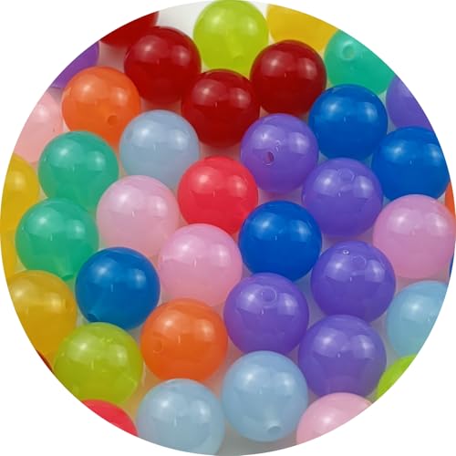 40pcs Acrylic Round Beads for Crafts 16mm Resin Candy Color Spacer Beads with Hole for Jewelry Making Sewing Crafts Decoration Necklaces Bracelets Earrings Supplies(Jelly Mix Colors) - color: Jelly Mix Colors, size: 16mm