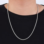 Fiusem Flat Box Chains for Men, 2.5/3/4/4.5/5mm Silver Tone Box Chain Necklace, Stainless Steel Necklaces for Men and Women 16-28 Inches, Jewelry Gift - size: 22 Inches, style: Silver 2.5MM