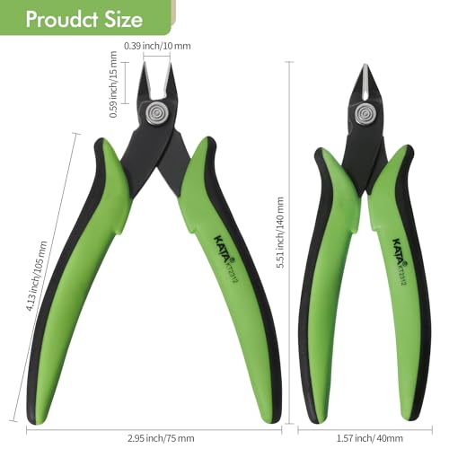KATA Micro Flush Cutters, 5-inch Precision Wire Cutter, Anti-Slip Side Cutting Pliers for Electronics, Zip Ties, Copper Wire - color: 1pc
