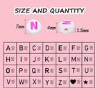 Looconi 1400pcs Pink Letter Beads 4x7mm White Round Acrylic Alphabet A-Z Heart Star Beads for Jewelry Making Bracelets Necklaces Key Chain - color: Pink