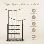 LAMU Jewelry Organizer, 5 Tier Jewelry Stand Display with Anti Entanglement Necklace Holder Tree, Height Adjustable Stroage for Earrings Rings Studs Bracelet, Valentines Day Gifts for Women, Black - color: Black