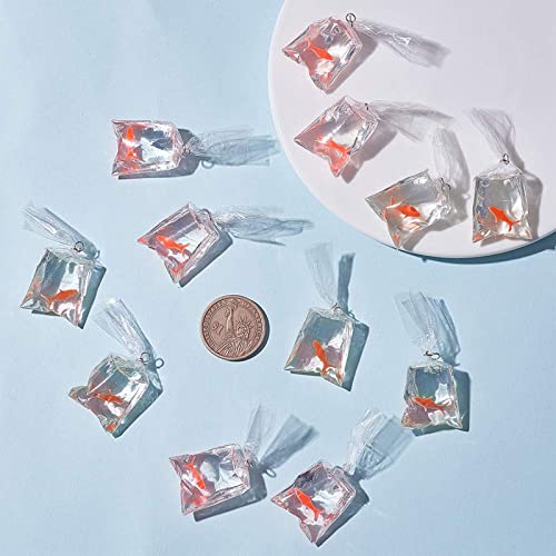 SUNNYCLUE 12Pcs Resin Goldfish Shape Fish Water Bag Charms Orange Resin Fish Charms Pendants for Earrings Bracelet Jewelry Making DIY Craft Finding Supplies - color: 12pcs Resin Goldfish Shape Fish Water Bag Charms Orange
