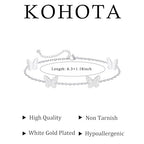 KOHOTA Silver Gold Bracelets for Women Trendy 14K Gold Plated Bracelet for Women Non Tarnish Dainty Stackable Clover Flower Heart Butterfly Diamond CZ Charm Station Bracelets Stack Jewelry Gifts - color: F: Butterfly-Silver