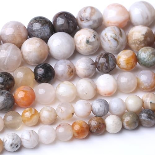 12MM Bamboo Leaf Agate Round Loose Beads Natural Gem Beads Crystal Energy Stone Beads for Jewelry Making DIY Bracelet Necklace - color: Bamboo Leaf Agate, size: 12MM