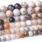 8MM Bamboo Leaf Agate Round Loose Beads Natural Gem Beads Crystal Energy Stone Beads for Jewelry Making DIY Bracelet Necklace - color: Bamboo Leaf Agate, size: 8MM