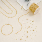 5 Meters Gold Plated Chain for Jewelry Making Stainless Steel Link Chains Bulk on Spool with Jump Rings Lobster Clasps - color: Gold