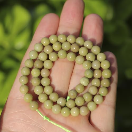 6mm Natural Stone Beads 65pcs Avocado Jade Polished Round Smooth Crystal Loose Gemstone Beads for Jewelry Making DIY Bracelet Necklace Earring Crafts Supplies - color: Avocado Jade 6mm-65pcs