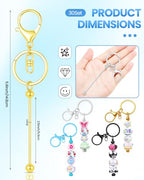 RQAYE 30pcs Beadable Keychains Keychain Bulk kit Cute Blank Bead Keychain Strip DIY Men's and Women's Making Supplies Crafts, Jewelry, Bag Accessories, Customized Project Gifts (Gold) - color: Gold