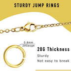 300PCs 18k Gold Plated Jump Rings for Jewelry Making, 4mm 5mm 6mm 7mm Earring Bracelet Necklace Finding & Supplies (18K Gold Plated) - color: 18K Gold