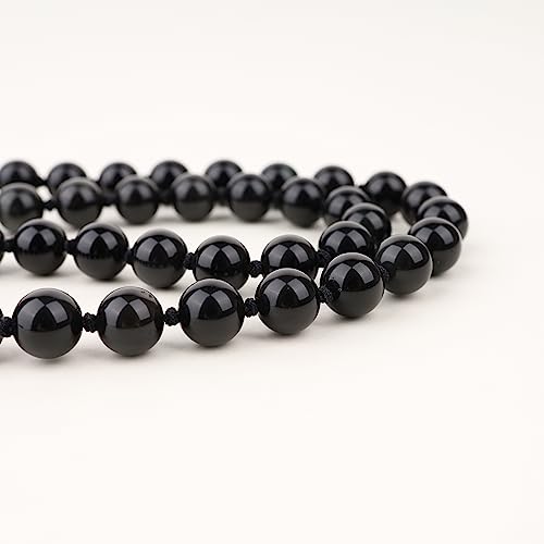 GAVU Hand-knotted Men's Beaded Necklace, Crystal Necklace for Men - color: Black Obsidan, size: 20"