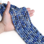 DUQGUHO Blue Aventurine Beads 8mm Natural Crystal Beads Round Polishing Stone Bead Genuine Gemstone Beads for DIY Jewelry Making 47 Pcs - color: Blue#6