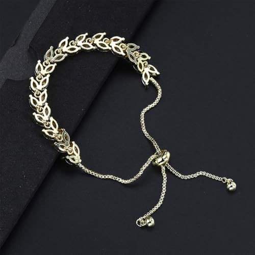 3PCS Tennis Bracelets for Women Set - Stackable Gold & Silver Plated Brass - Round & Marquise Cubic Zirconia - Adjustable & Foldover Clasp - Elegant Jewelry Gift for Her, Mom, Wife, Girlfriend - color: Gold - 3PCS Bracelet Set