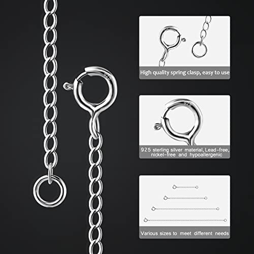 Necklace Extender, 4Pcs 925 Sterling Silver Necklace Extenders Chain Bracelet Anklet Extension for Women Multiple Necklaces Jewelry (1”, 2”, 3”, 4”) - color: Silvery