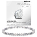 Natural Faceted Crystal Bracelet for Women,4mm Gemstone Round Beads Bracelets Adjustable Stretchy Healing Crystal Beads Bracelets Dainty Jewelry Gift - color: Howlite