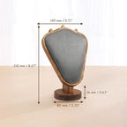 TANG SONG 8.27" Walnut Wooden Base Leather Soft Mat Necklace Display Stand Jewelry Organizer Holder (Walnut-Gray) - color: Walnut -Gray