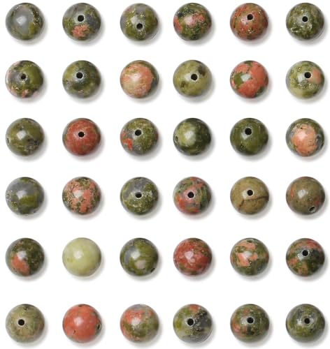 QINJIEJIE 100pcs 8mm Unakite Round Loose Beads, Brown and Pink - color: F-Unakite, size: 100PCS
