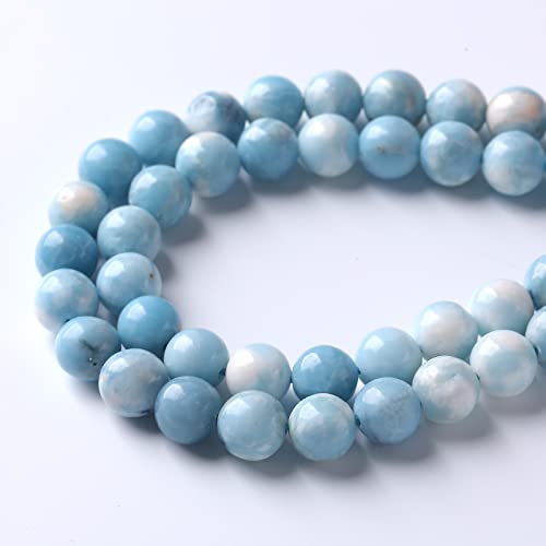 Larimar Beads 45pcs 8mm Natural Gemstone Round Loose Beads for Jewelry Making Energy Crystal Healing Power Gemstone DIY Bracelet Necklace (Blue Larimar Stone, 8mm) - color: Blue Larimar Stone, size: 8mm