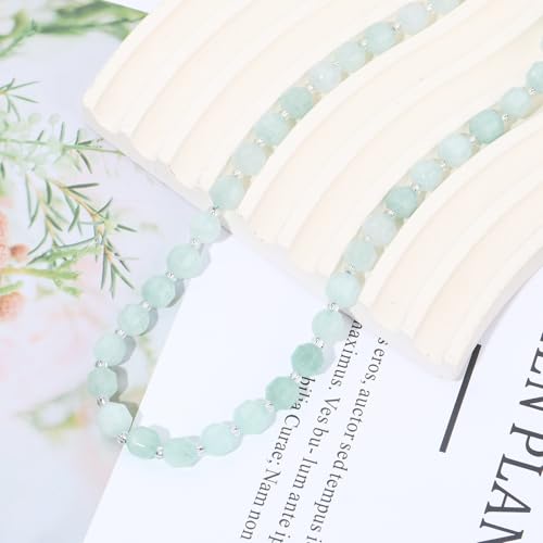 8mm Faceted Natural Jadeite Stone Loose Round Semi Gemstone Beads for Bracelet Necklace Jewelry DIY Making - color: Jadeite-1