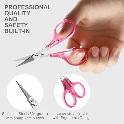 PAFASON Small Craft Scissors Set Straight Precision Fine Tip All Purpose for Scrapbooking Quilting Sewing Knitting Embroidery Cross Stitch Crochet Thread Yarn Paper Fabric Detail Cutting, Safety Case - style: Classic