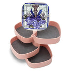 Stained Glass Bundle of Violets with A Bow Jewelry Boxes for Women, Earring Holder Organizer Rotating Jewelry Organizer for Necklaces Bracelets Ring