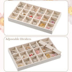 Skrfren Jewelry Drawer Organizer Inserts Earring Tray 18 Grids Stackable Display Case for Rings Studs Jewelry Organizers and Storage(8.3x4.7x0.9inch)