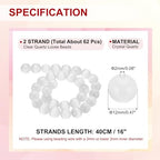 PATIKIL 12 mm Natural Clear Quartz Loose Beads, 2 Strands Crystal Round Stone Strand Beads Gemstone Loose Bead Spacer Beads for Jewelry Making DIY Necklace Bracelet, White - color: White, size: 12 mm