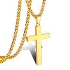 P. BLAKE Stainless Steel Cross Pendant Necklace for Men Boys, Christian Cross Pendant with 16-24 Inches Chain Cross Necklace Jewelry Gifts - size: 22 inches, style: Gold Pendant 1.7*0.9