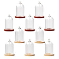 10-Piece Glass Dome Pendant Set - Wooden Base, Mixed Color Glass Cabochons (38x25mm) - size: 38x25mm Mixed Color