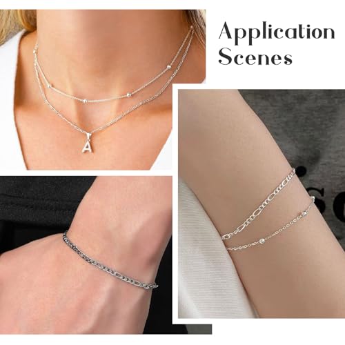 3.28 Feet Figaro Chains S925 Sterling Silver Chain for Jewelry Making, 3.5x1.5mm Figaro Links Permanent Bracelet Kit for Women Men Necklace Making - color: Silver-Figaro Chain