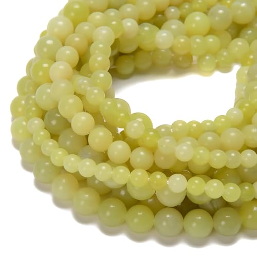 HAAMIIQII 6mm Natural Yellow Lemon Jade Beads Round Gemstone Loose Beads for Jewelry Making 2 Strands (120-130pcs) - color: Yellow Lemon Jade, size: 6mm (120-130pcs)