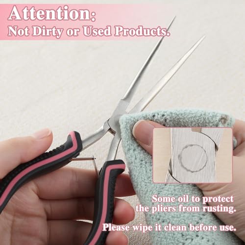 Extra Long Needle Nose Pliers For Jewelry Making 7 Inches Small Needle Nose Plier with Teeth for Fishing, Precision Jewelry Making Supplies for Small Object Gripping, Pink Tool for Women - style: Extra Long Needle Nose Pliers Serrated Jaws