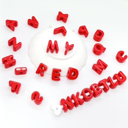 26PCS Large 6mm Hole Letter Beads, 20mm Acrylic Beads A to Z,for DIY Jewelry Making Kit Friendship Bracelet Key Chain and Bag Charm (26 A to Z Red) - color: 26 A to Z Red