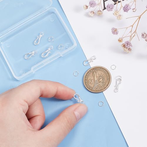 PH PandaHall 6 Sets 925 Sterling Silver Hook Clasps S Hook Ring Jewelry Clasps Ring Clasps Connectors for Necklace Bracelet Pendant Purse Making Keychain Handmade Crafts Sterling Silver Jewelry