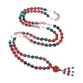 108 Mala Beads Genuine Semi-Precious Gemstone Hand Knotted 8MM Prayer Beads Long Multicolor Necklace 40 Inches - style: christmas
