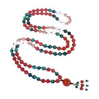 108 Mala Beads Genuine Semi-Precious Gemstone Hand Knotted 8MM Prayer Beads Long Multicolor Necklace 40 Inches - style: christmas