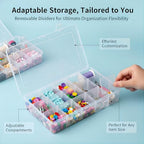Umirokin 2 Pack 15 Grids Clear Plastic Organizer Box with Adjustable Dividers, Craft Storage Containers for Jewelry, Beads, Screws, Tackle Box, Washi Tapes, Small Parts Organizer for Arts and Crafts - size: 15 Girds 2 Packs