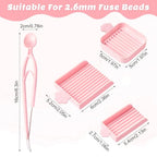 Fuse Bead Tools Kit 4 PCS - 2.6mm Bead Aligner Tray & Single Needle Tweezer Set, Perler Beads Accessories for Sorting, Picking & DIY Craft, Bead Organizer Tools for Beginners