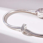 925 Sterling Silver Spacer Charm Bead with Clear CZ for Pandora Charms Bracelets - color: 4pcs Clear