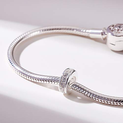 925 Sterling Silver Spacer Charm Bead with Clear CZ for Pandora Charms Bracelets - color: 4pcs Clear