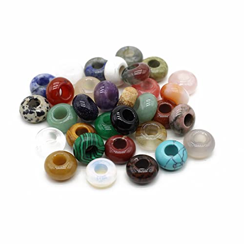 QSLLER Natural Semi-Precious Stone Large Hole Loose Beads Abacus Shape Fashionable Opal Amethyst Unakite Rose Quartz Charm Beads for Making Necklace Bracelet - color: 8x14mm