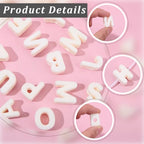 52Pcs A to Z Large Letter Beads White Alphabet Shaped Beads with Large Hole Acrylic Opaque 26 Capital Letters Chunky Initial Alphabet Loose Spacer for Jewelry Making Keychains Phone Chains - style: Style 5