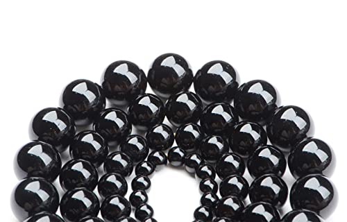 Bymitel 90 pcs Natural Genuine Real Round Loose Stone Beads Gemstone Spacers for Charm DIY Jewelry Making 15.5" per Strand 4mm (Black Onyx, 4mm) - color: Black Onyx, size: 4mm